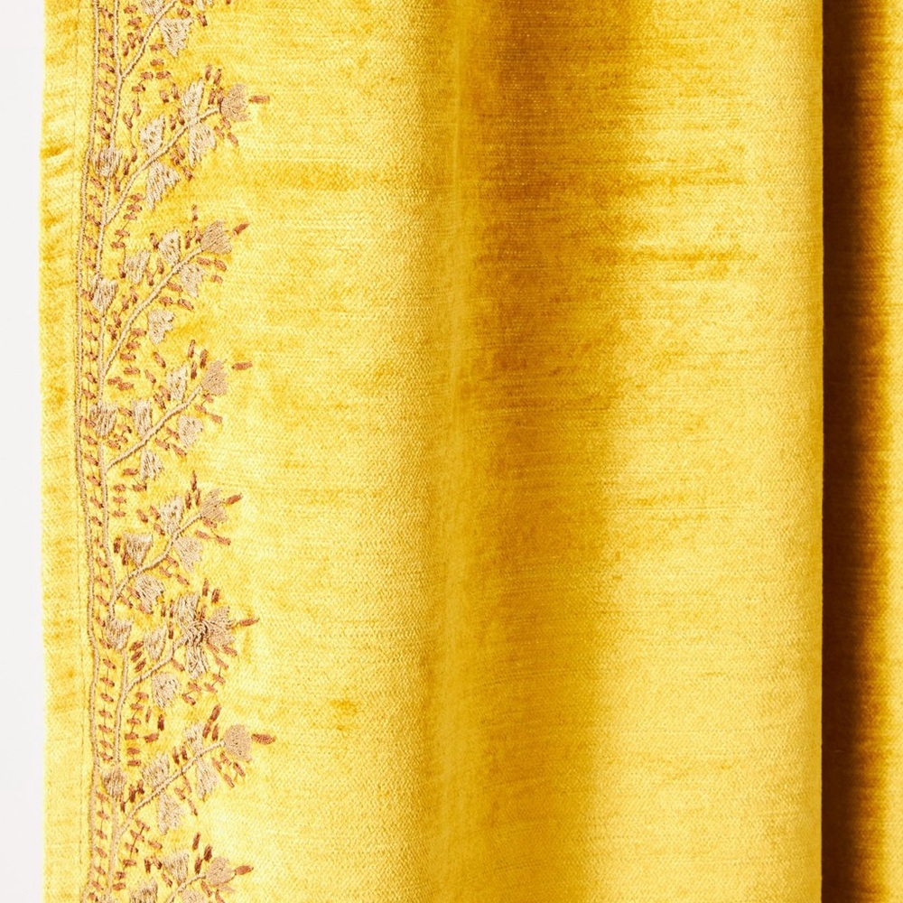 Anthropologie Embroidered Tobias Curtain Ochre 96x 50